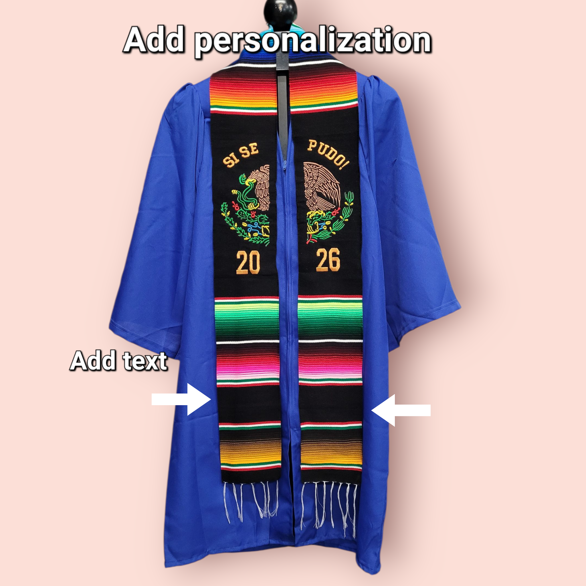 Class of 2026 Si Se Pudo/Emblem Embroidered Mexican Sarape Graduation Stole