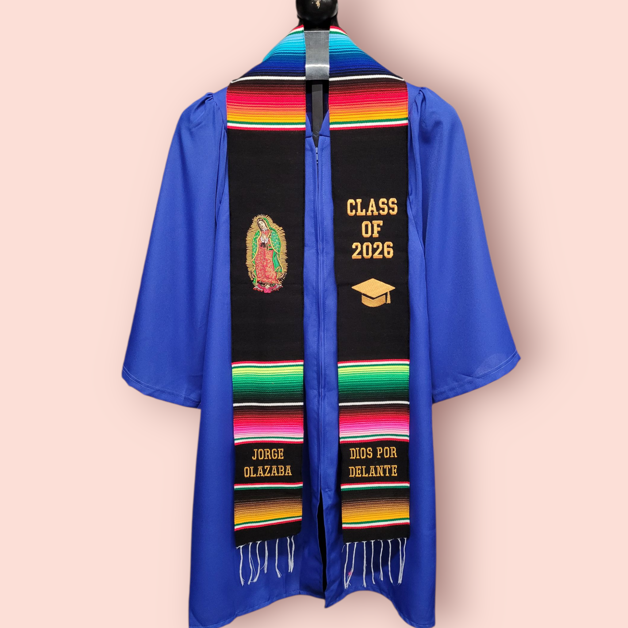 Class of 2026 Virgen de Guadalupe Embroidered Mexican Sarape Graduation Stole
