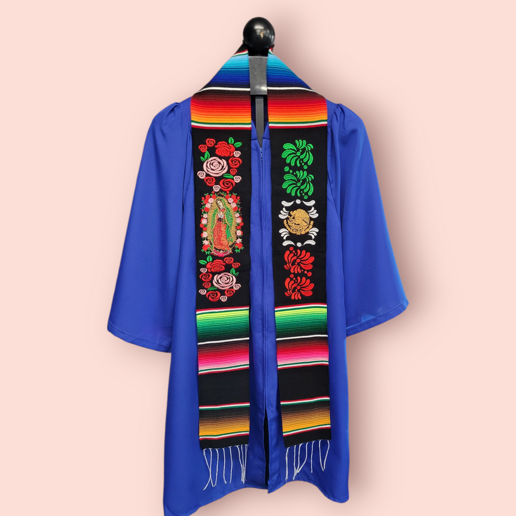 Class of 2026 Virgen and Tricolor Embroidered Mexican Sarape Graduation Stole