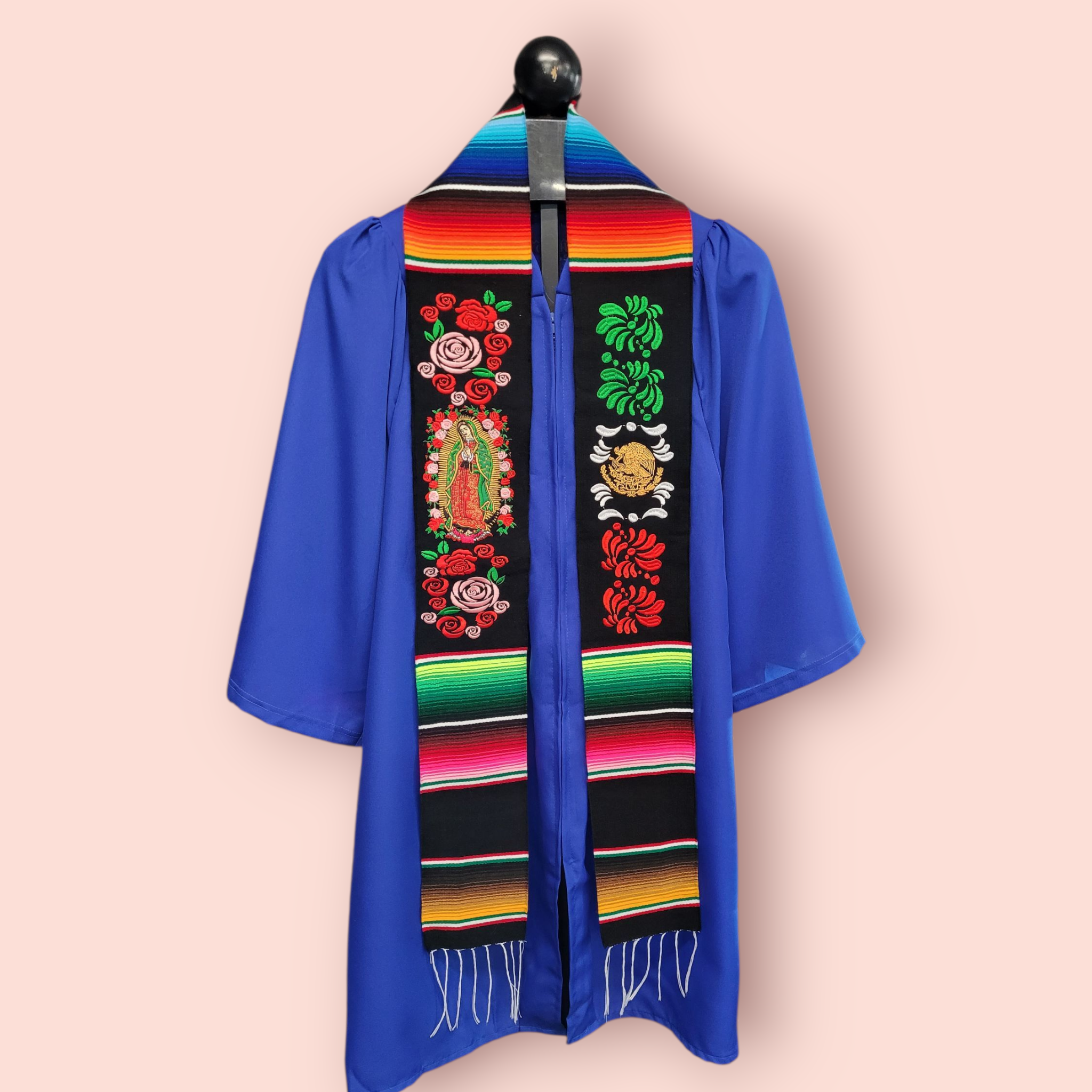 Class of 2026 Virgen and Tricolor Embroidered Mexican Sarape Graduation Stole