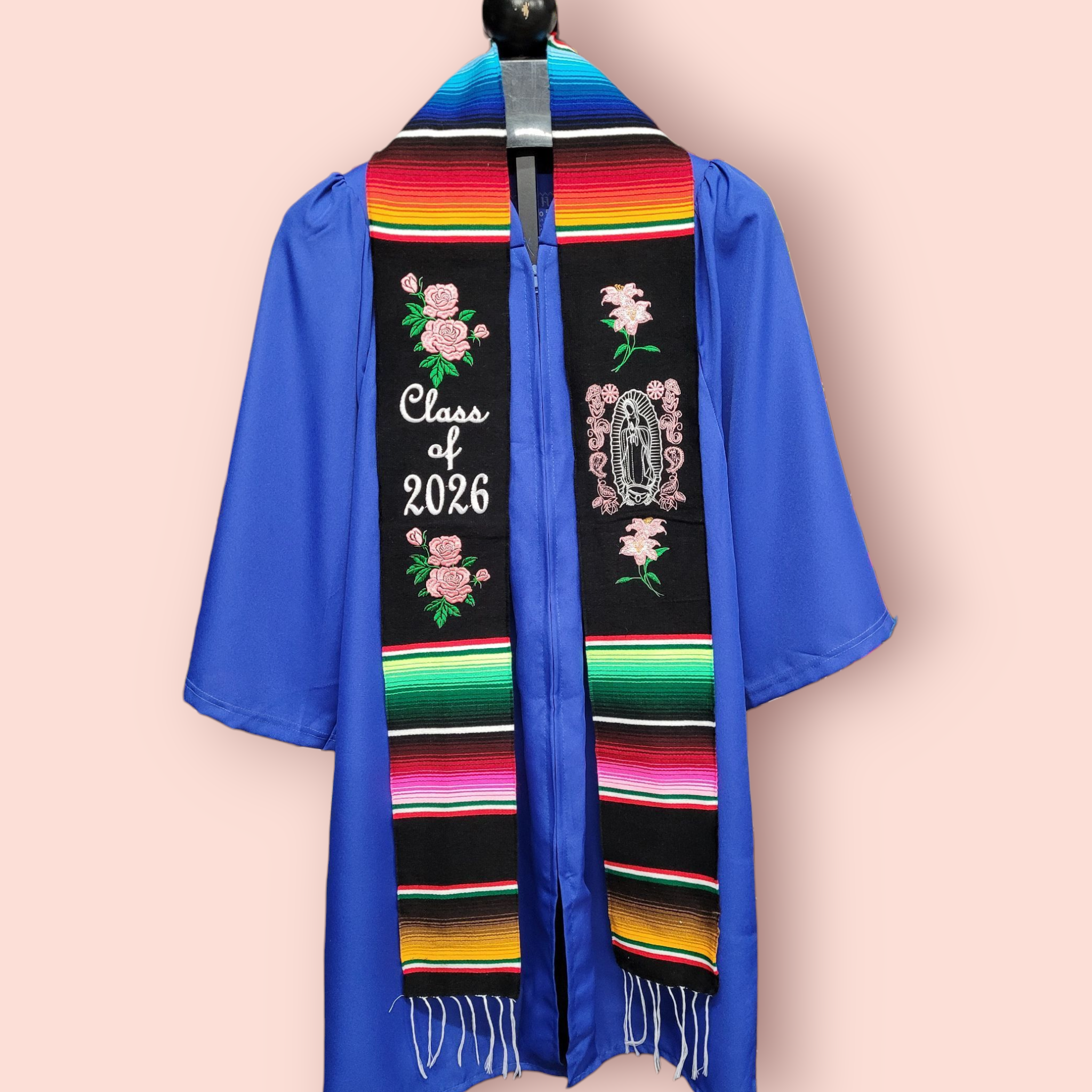 Class of 2026 Virgen/Lily& Pink RoseSarape Sash