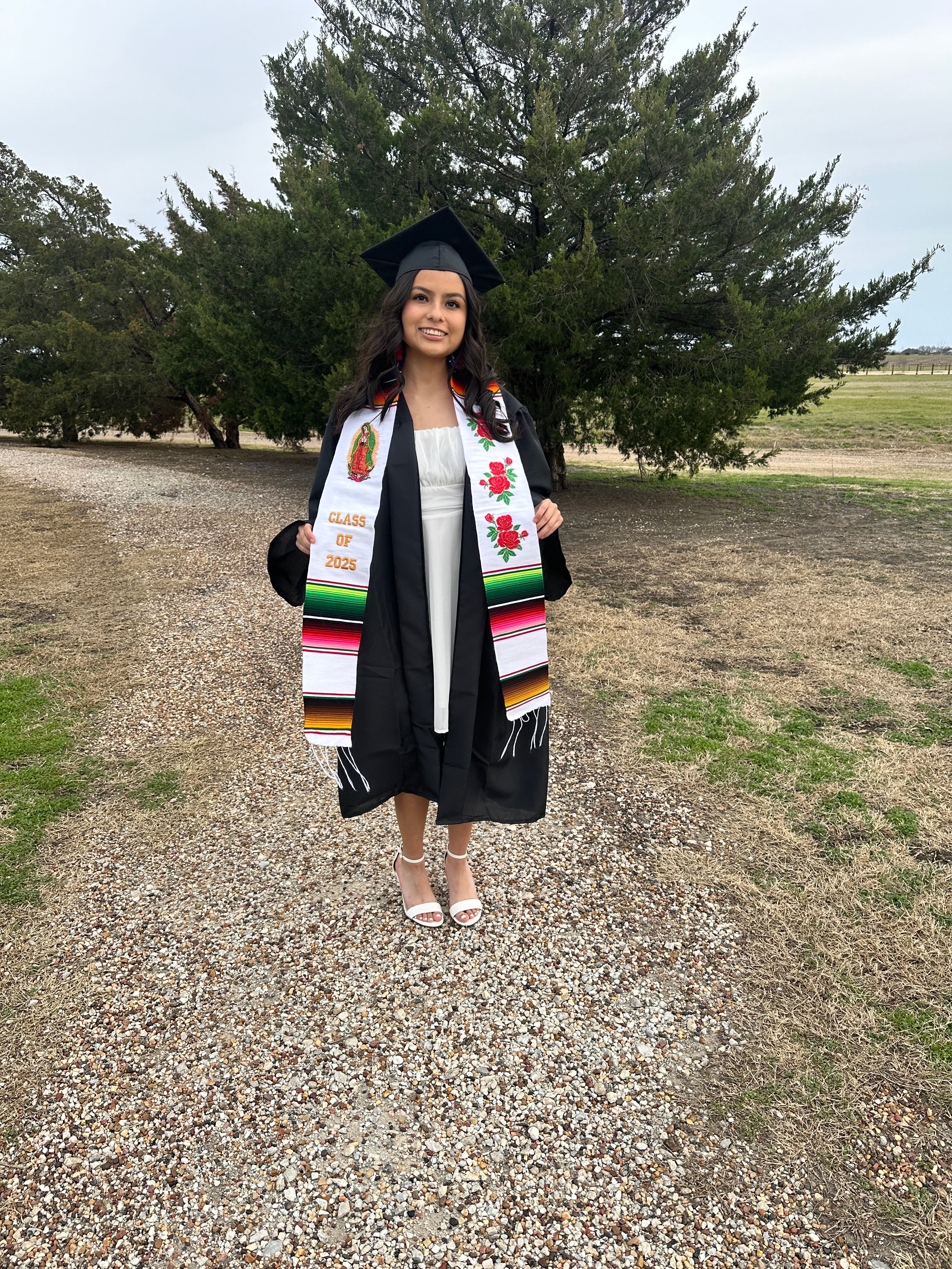 Class of 2026 Virgen de Guadalupe/Red Rose Embroidered Mexican Sarape Graduation Stole