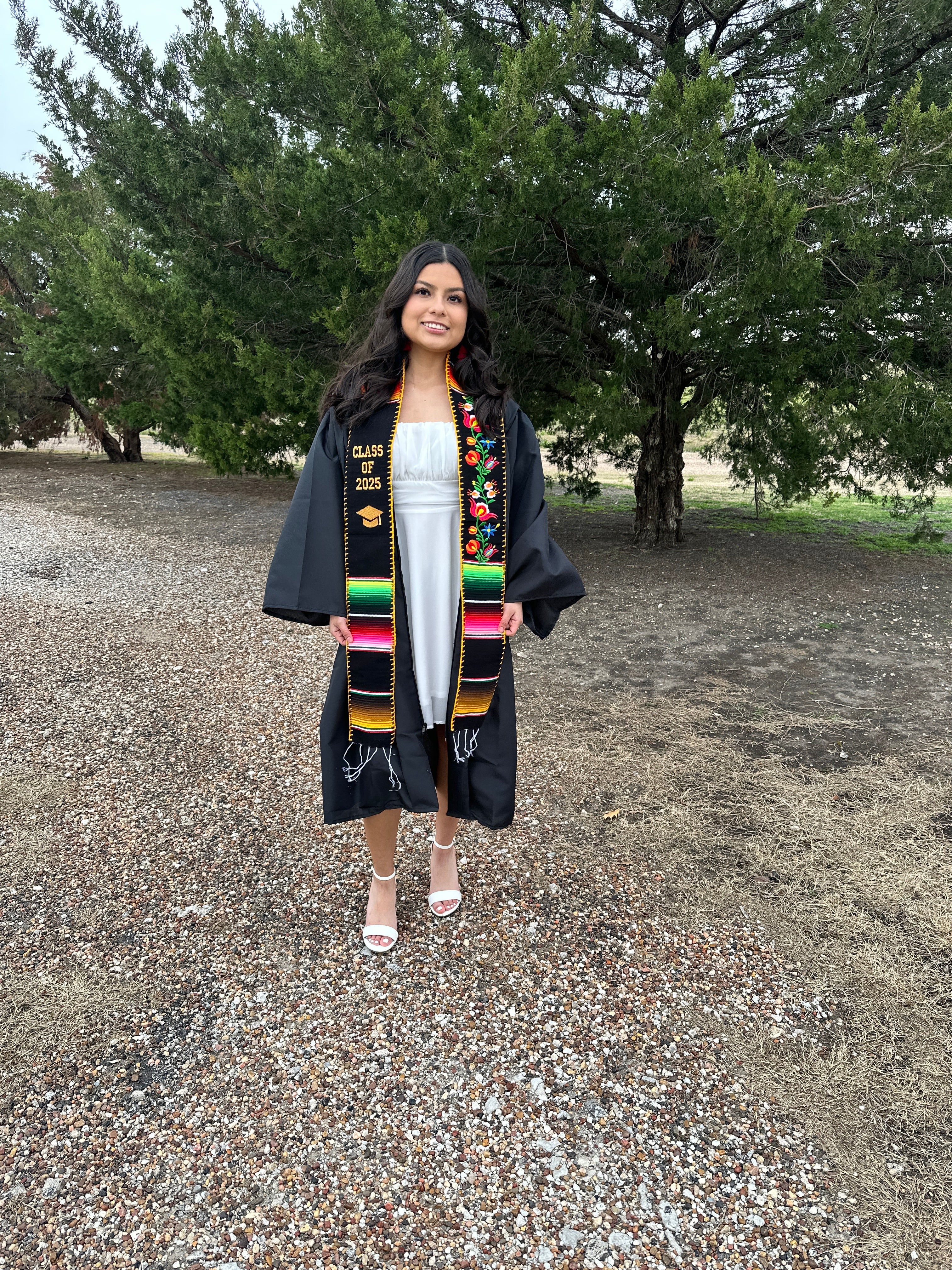 Class of 2026  Embroidered Mexican Sarape Graduation Stole Golden edge